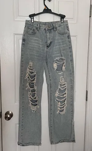Distressed Denim Jeans Blue thumbnail 1