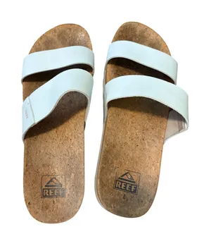 Reef Vista Hi Platform Sandals White‎ Vegan Leather Cork Slide Womens 9 Summer thumbnail 1