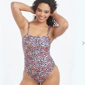Summersalt The Wide Strap Oasis one piece swimsuit in multi-color leopard thumbnail 2