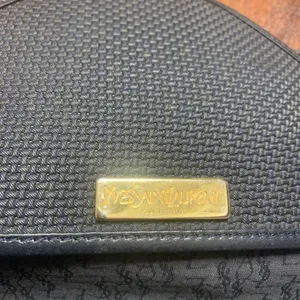 Vtg YSL Yves Saint Laurent Midnight Navy Blue Triangle Flap Crossbody Bag France thumbnail 4