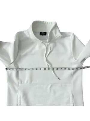 Jones New York Signature White w/ Ribbed Detail Funnel Neck Pullover Size Small thumbnail 6