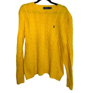Polo Ralph Lauren Yellow Wool Cashmere Cableknit Sweater Lightweight Large thumbnail 4