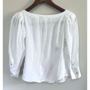 Anthropologie‎ Maeve White Solange Button Down Scoop Neck Blouse Top Size US 0 thumbnail 3