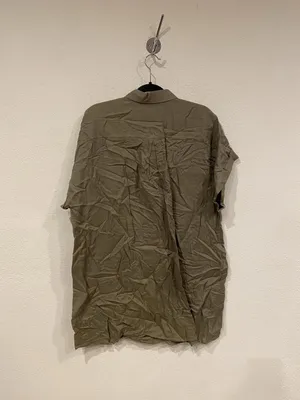 Banana Republic Dress Womens XL Green Linen Short Sleeve Button Front Pockets thumbnail 4