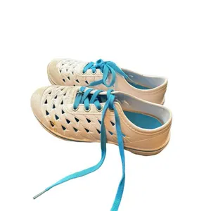 Lightweight Women's Cut-Out White Shoes With Blue Laces Size 36 (5.5) river shoe thumbnail 5