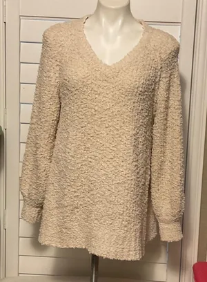 Cozy Cream V-Neck Sweater thumbnail 1