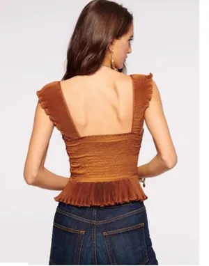 Ramy Brook Kathy Ruffle Peplum Top in Copper BNWTS $325.00 thumbnail 3