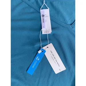 Cupshe Aylin Ribbed Asymmetrical Neck Bodysuit Blue Large NWT thumbnail 5