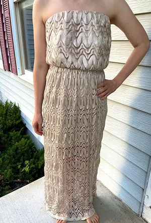 Forever 21 Champagne Lace Strapless Maxi Dress thumbnail 1
