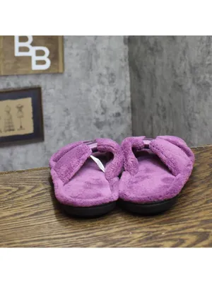 Isotoner Terry Double Band Non-Slip Slippers Purple 7.5-8 thumbnail 4