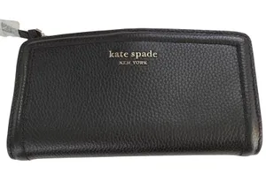 Kate Spade Black Pebbled Leather Zip Slim Bifold‎ Wallet K5613 NWT Gift Classic thumbnail 1