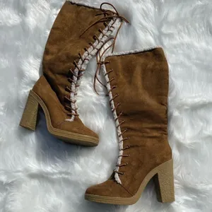 Charles Albert Faux leather Fisherman Core knee-high boots‎ size 8 B25 thumbnail 2