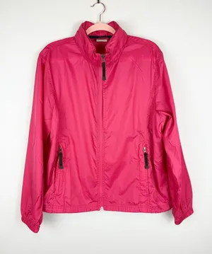 LL Bean Women’s Pink Lightweight Stowaway Hidden Hood Windbreaker Jacket L/XL thumbnail 1