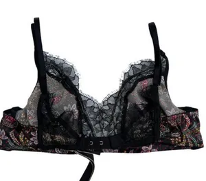 Victorias Secret Small Soft Bralette Satin Lace Trim Floral Unlined Wireless Bra thumbnail 3