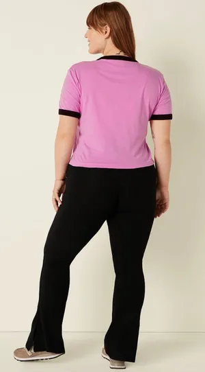 PINK Victoria’s Secret Black Foldover Flare Yoga Pants thumbnail 3