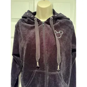 Disney Parks Mickey Mouse Velour Hoodie Black Rhinestone Y2K Women L thumbnail 4