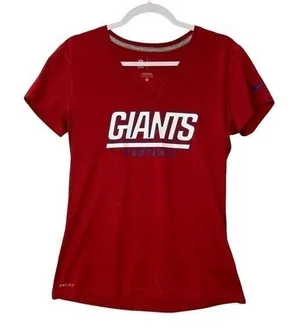 Nike NFL Giants Dri-Fit Red‎ V-Neck Short Sleeve Tee thumbnail 1