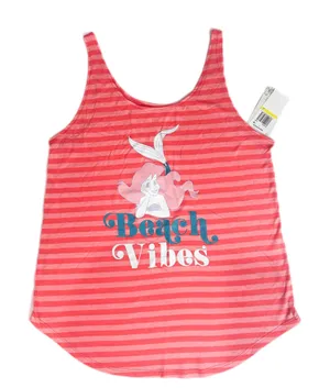 Disney Ariel Beach Vibes Striped Tank Top Size M Coral Pink thumbnail 1