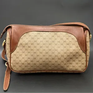 Vintage GUCCI Micro GG Supreme PVC Canvas Brown Leather Trim Shoulder Bag thumbnail 3