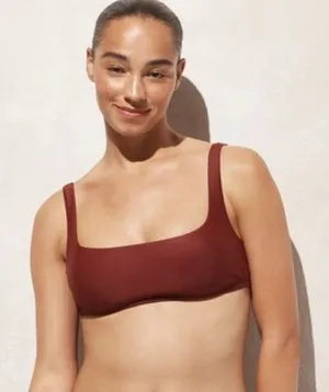 NWT J.Crew Square-Neck Bikini Top – Sienna Brown – Size Medium (Sold Out!) thumbnail 1