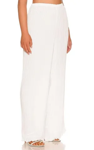 Good American White Plisse Georgette Wide Leg Pleated Pants 3/4 (US L/Xl) NWT thumbnail 4