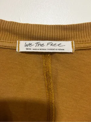 We The Free Cropped V-Neck Long Sleeve Top Mustard Brown Size Small thumbnail 4