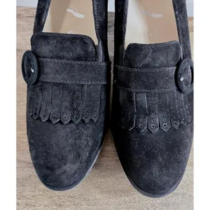 Ara Black Suede Kiltie Fringe Heeled Loafers Block Heel Pumps UK 4.5 US 7 thumbnail 6