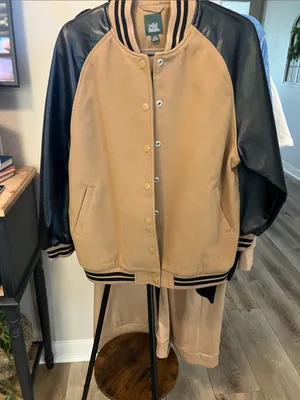 Wild Fable Two-Tone Varsity Jacket - brown & Black faux leather thumbnail 1