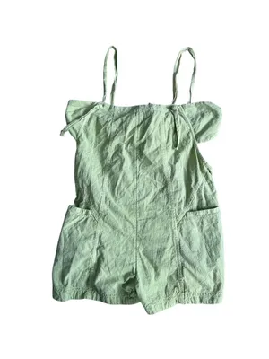 FREE PEOPLE Green Linen Blend Romper Size MEDIUM thumbnail 5