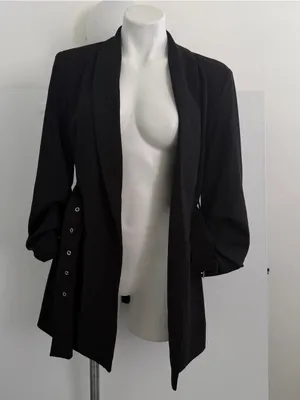 NEW BBJ Los Angeles Blazer Dress MEDIUM Black Belted Tailored Mini Blazer thumbnail 6
