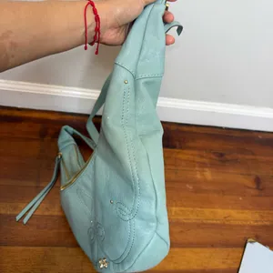 Jessica Simpson Light Blue Leather Hobo Bag with Gold Hardware thumbnail 2