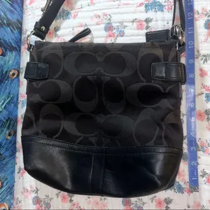 Vintage Coach Sateen Monogram and Leather/Silver Chain Shoulder/Crossbody Bag thumbnail 11