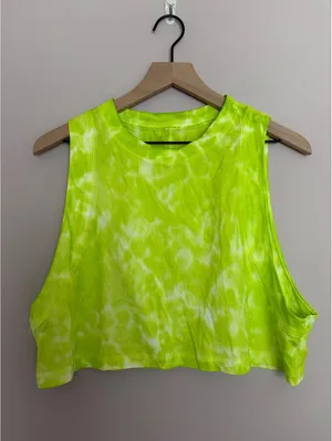 Lululemon All Yours Cropped Cotton Tank Top Marmoleado Tie Dye Eccentric Lime thumbnail 2