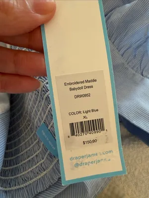 Draper James Maddie Embroidered Babydoll Dress in Blue Stripe XL NEW NWT thumbnail 9