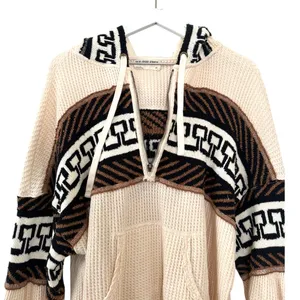 Free People Cardiff Waffle Knit Hoodie Pullover Top Size Medium thumbnail 10
