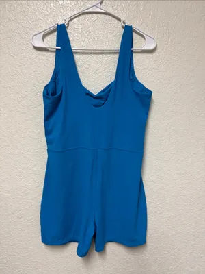 ALL IN MOTIONBright Blue Sleeveless Ribbed Romper Size XL thumbnail 2