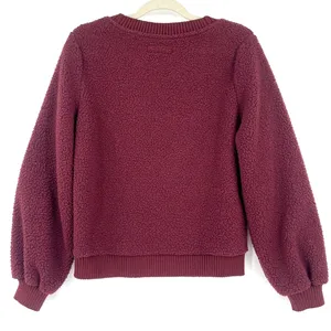 Abercrombie & Fitch Sherpa Womens Top Sz M Cozy Preppy Burgundy Athleisure Soft thumbnail 8