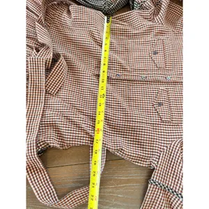 Pearl By Lela Rose Checked Seersucker Shirt Dress Womens Brown Size L thumbnail 9