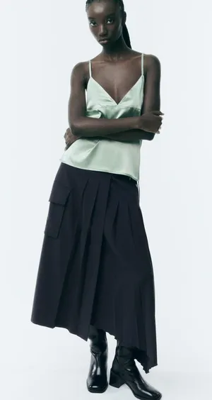 ZARA NWT MATCHING KNIT CAMISOLE TOP in sea green. Size large thumbnail 3