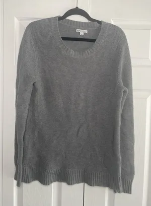 J.Crew Mercantile Garter‎ Stitch Sweater Womens Size M Gray Cotton Merino Wool thumbnail 1
