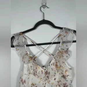 Abercrombie Fitch Floral Peplum Top‎ Womens Small Ruffle Strappy Babydoll Y2K thumbnail 7