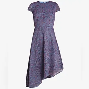 BANANA REPUBLIC Purple Red Eyelet Lace Assymetrical Hem Midi‎ Dress Size 0 thumbnail 3