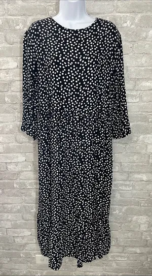 Zara Black and White Polka Dot Midi Dress thumbnail 1