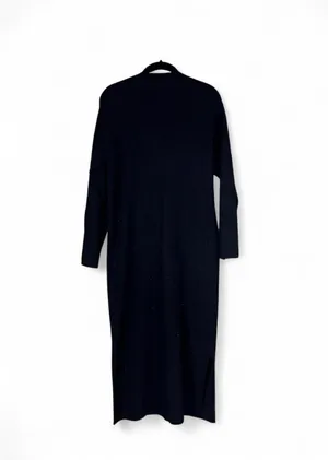 M&S Collection Sweater Dress SzM Long Sleeve Knit Midi Side Slit Metallic Thread thumbnail 2