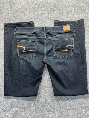 American Eagle Outfitters Low-Rise Slim Boot Cut Dark Blue Super Stretch Jeans thumbnail 8