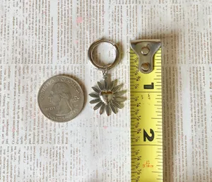 Handmade stainless steel sun heart flower boho retro vintage style 2WAY hoop earrings☀️ thumbnail 6