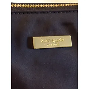 Kate Spade New York Nylon Tote Bag Navy Black Leather Straps Large thumbnail 5