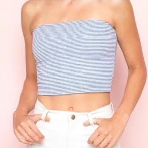 Vintage Brandy Melville Blue Striped Tube Top thumbnail 5