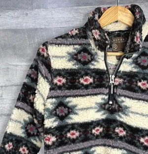 Roper Southwestern Quarter Zip Polar Fleece Pullover Women S Aztec Ivory Pockets thumbnail 3