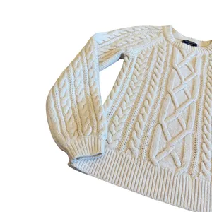 Abercrombie & Fitch Cream Thick Cableknit Sweater Pullover Chunky Cozy Sz Small thumbnail 2